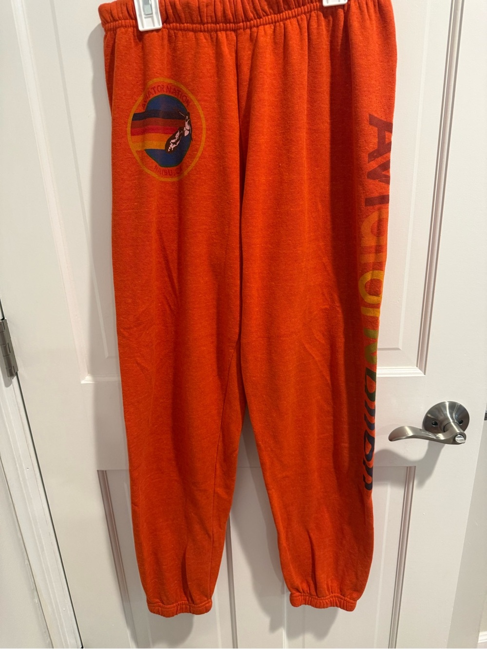 Aviator Nation Orange Sweatpants  with Yellow Logo Tag